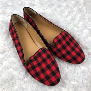 J Crew Buffalo Plaid Smoking Loafers Size 9